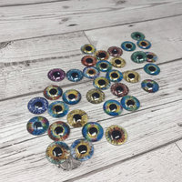 Pair of gold glass eye cabochons in sizes 6mm to 20mm dragon eyes cat fox iris (185)