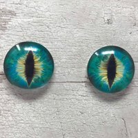 Green and blue glass eye cabochons in sizes 6mm to 40mm dragon eyes cat iris snake eyes lizard(035)
