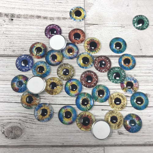 Blue and red Glass eye cabochons in sizes 6mm to 40mm human eyes monster iris zombie fantasy creature animal eyes (077)