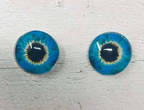 Blue and green Glass eye cabochons in sizes 6mm to 40mm human eyes monster iris fairy fantasy creature animal eyes (063)