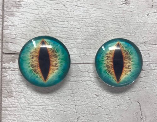 Blue and orange glass eye cabochons in sizes 6mm to 40mm dragon eyes cat iris (024)