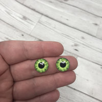 Green glass eye cabochons in sizes 6mm to 40mm human iris dog cat animal eyes (122)