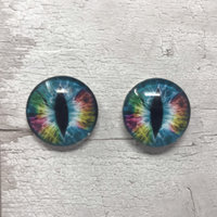 Rainbow glass eye cabochons in sizes 6mm to 40mm dragon eyes cat iris (009)