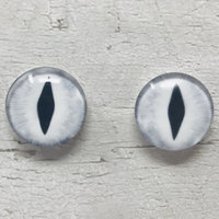 White/grey Glass eye cabochons in sizes 6mm to 40mm dragon cat eyes monster iris snake fantasy creature animal eyes (116)
