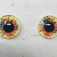 Yellow and brown Glass eye cabochons in sizes 6mm to 40mm human eyes monster iris fairy fantasy creature animal eyes (097)