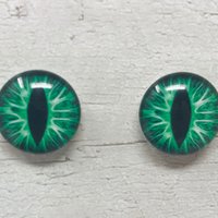 Green Glass eye cabochons in sizes 6mm to 40mm dragon cat eyes monster iris reptile fantasy creature animal eyes (103)