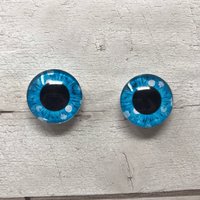 Pair of blue glass eye cabochons in sizes 6mm to 40mm dragon eyes cat fox eyes (188)