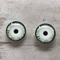Green glass eye cabochons in sizes 6mm to 20mm dragon eyes cat iris (372)