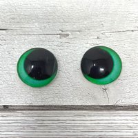 Green glass eye cabochons in sizes 8mm to 20mm animal eyes dragon eyes large pupils fantasy (474)