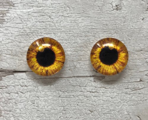 Orange glass eye cabochons in sizes 8mm to 40mm, human eyes, animal bat eyes, Fox, dog iris (138)