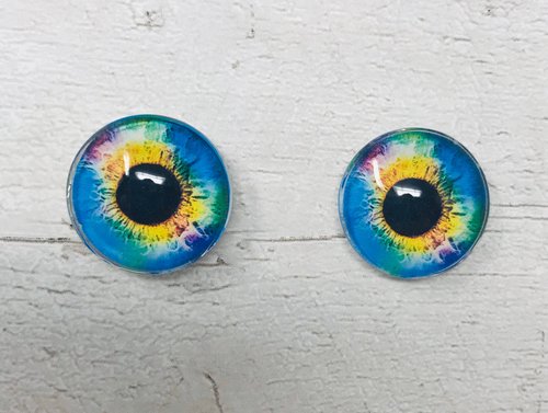Rainbow Glass eye cabochons in sizes 6mm to 40mm human eyes unicorn iris fairy fantasy creature animal eyes (061)