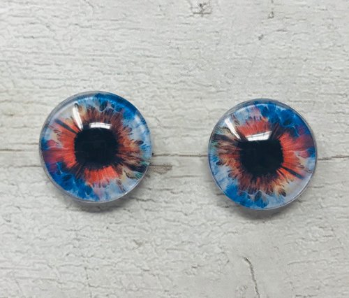 Blue and red Glass eye cabochons in sizes 6mm to 40mm human eyes monster zombie iris fantasy creature animal eyes (087)