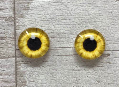 Yellow glass eye cabochons in sizes 8mm to 40mm owl eyes, human iris pupil, bat eyes (125)