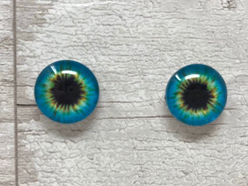 Blue and green glass eye cabochons in sizes 8mm to 40mm animal eyes human iris (135)