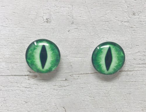 Green Glass eye cabochons in sizes 6mm to 40mm dragon cat eyes monster iris snakenfantasy creature animal eyes (106)