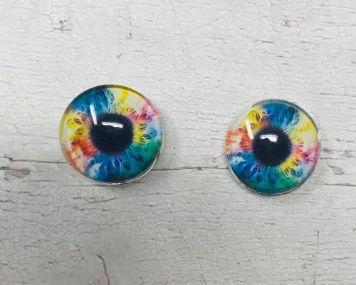 Rainbow Glass eye cabochons in sizes 6mm to 40mm human eyes unicorn iris fairy fantasy creature animal eyes (053)