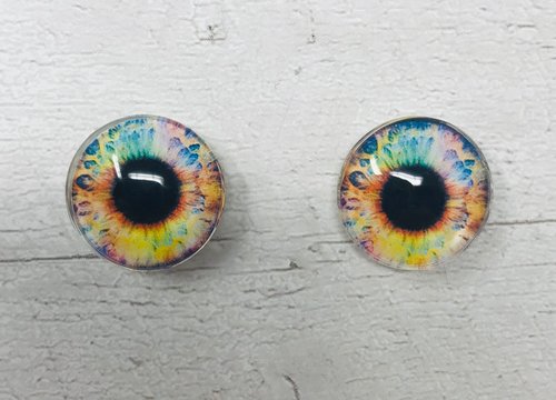Rainbow Glass eye cabochons in sizes 6mm to 40mm human eyes unicorn iris fairy fantasy creature animal eyes (051)