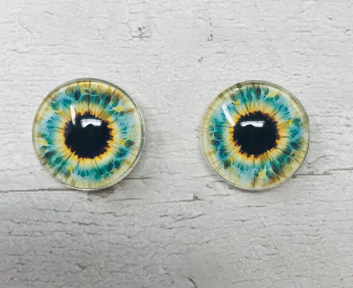Yellow and green Glass eye cabochons in sizes 6mm to 40mm human eyes monster iris fairy fantasy creature animal eyes (091)