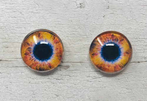 Orange/brown Glass eye cabochons in sizes 6mm to 40mm human eyes monster iris fairy fantasy creature animal eyes (064)