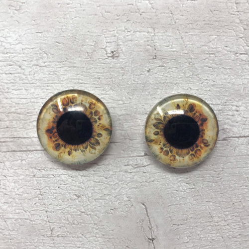 Pair of realistic glass eye cabochons in sizes 6mm to 20mm realistic dragon eyes cat iris (332)