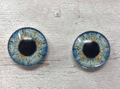 Pair of glass eye cabochons in sizes 6mm to 20mm realistic dragon eyes cat iris (326)