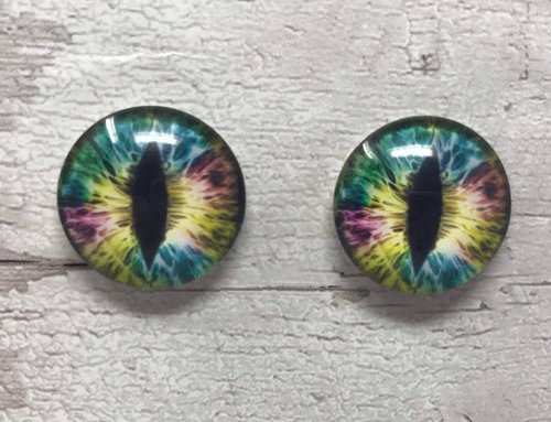 Rainbow glass eye cabochons in sizes 6mm to 40mm dragon eyes cat iris (007)