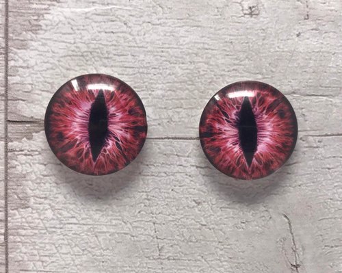 Red glass eye cabochons in sizes 6mm to 40mm dragon eyes cat iris (016)