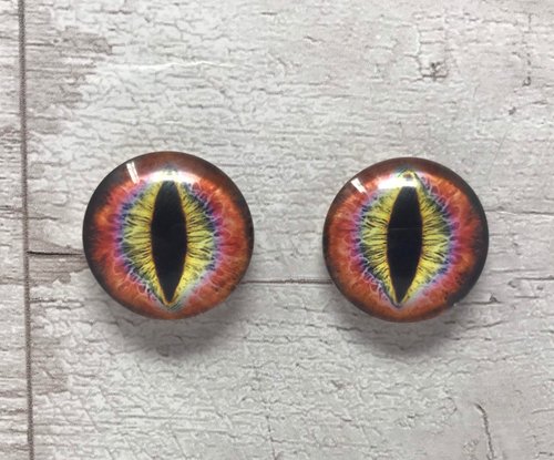 Red glass eye cabochons in sizes 6mm to 40mm dragon eyes cat snake iris reptile (044)