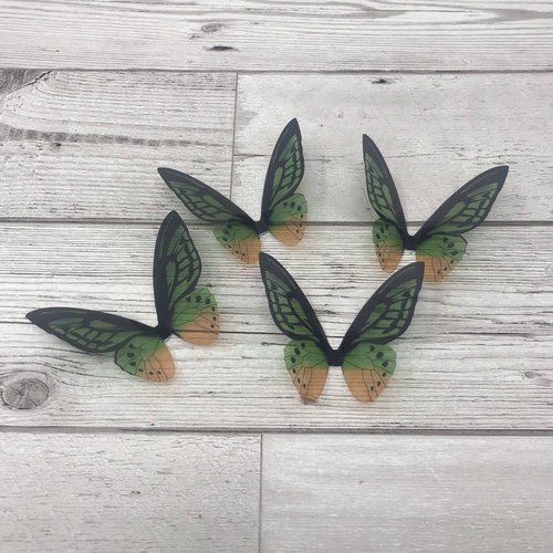 Butterfly wings - green, yellow and black acetate butterfly wings