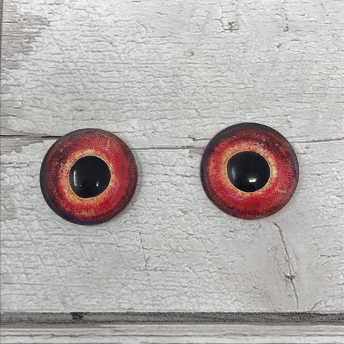 Red Glass eye cabochons in sizes 6mm to 20mm dragon eyes fish reptile lizard iris (399)