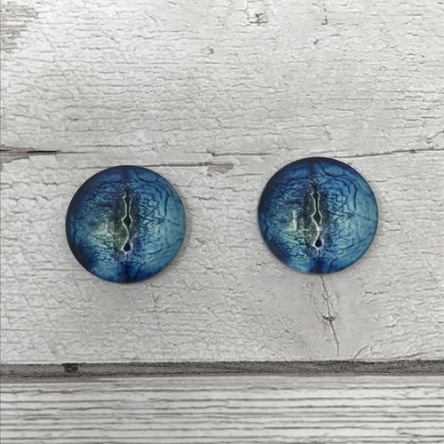 Blue glass eye cabochons in sizes 6mm to 20mm dragon eyes fish reptile lizard iris (384)