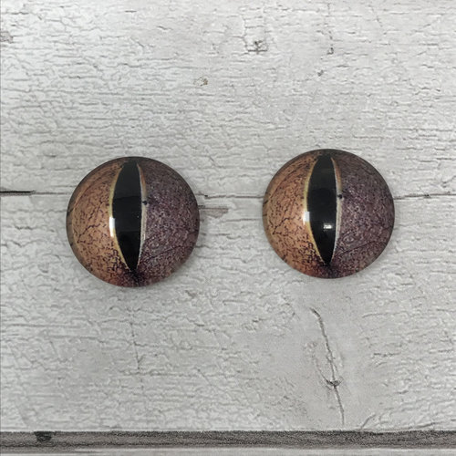 Brown Glass eye cabochons in sizes 6mm to 20mm dragon eyes fish reptile lizard iris (392)