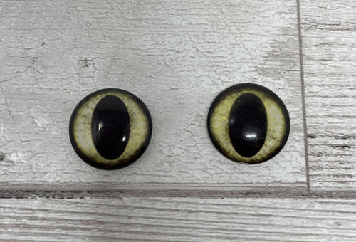 Yellow glass eye cabochons in sizes 6mm to 40mm dragon eyes cat iris (511)