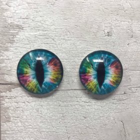 Rainbow glass eye cabochons in sizes 6mm to 40mm dragon eyes cat iris (009)