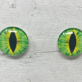 Green Glass eye cabochons in sizes 6mm to 40mm dragon cat eyes monster iris lizard fantasy creature animal eyes (108)