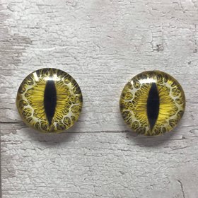 Yellow glass eye cabochons in sizes 6mm to 40mm dragon eyes cat iris (026)