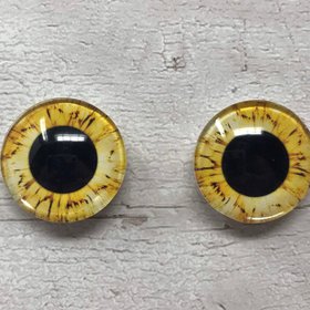 Pair of yellow glass eye cabochons in sizes 6mm to 40mm dragon eyes cat fox owl eyes (186)