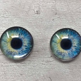 Pair of realistic blue glass eye cabochons in sizes 6mm to 20mm realistic dragon eyes cat iris (336)