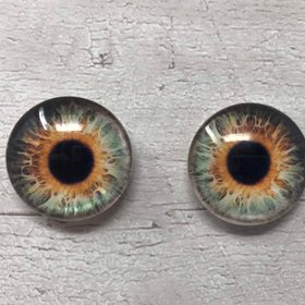 Pair of realistic glass eye cabochons in sizes 6mm to 20mm realistic dragon eyes cat iris (341)