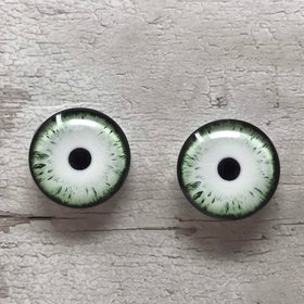 Green glass eye cabochons in sizes 6mm to 20mm dragon eyes cat iris (372)