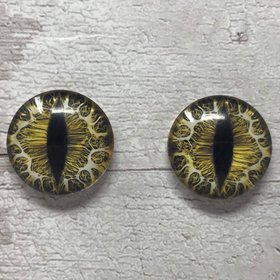 Dark yellow glass eye cabochons in sizes 6mm to 40mm dragon eyes cat iris (022)
