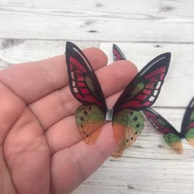 Butterfly wings - green, yellow, red and black acetate butterfly wings