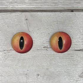 Orange glass eye cabochons in sizes 6mm to 20mm dragon eyes fish reptile lizard iris (383)