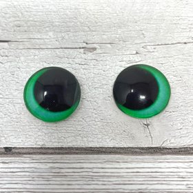 Green glass eye cabochons in sizes 8mm to 20mm animal eyes dragon eyes large pupils fantasy (474)