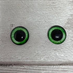 Green glass eye cabochons in sizes 6mm to 40mm human bird animal zombie eyes (495)